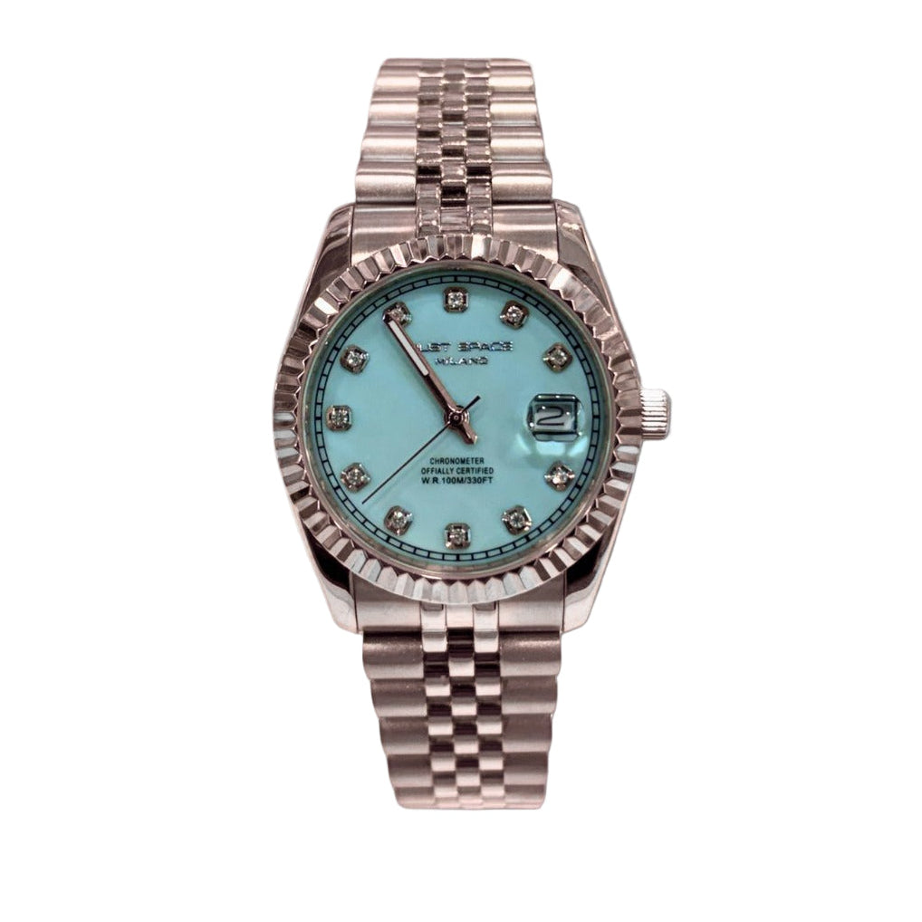 just space color argento con quadrante azzurro