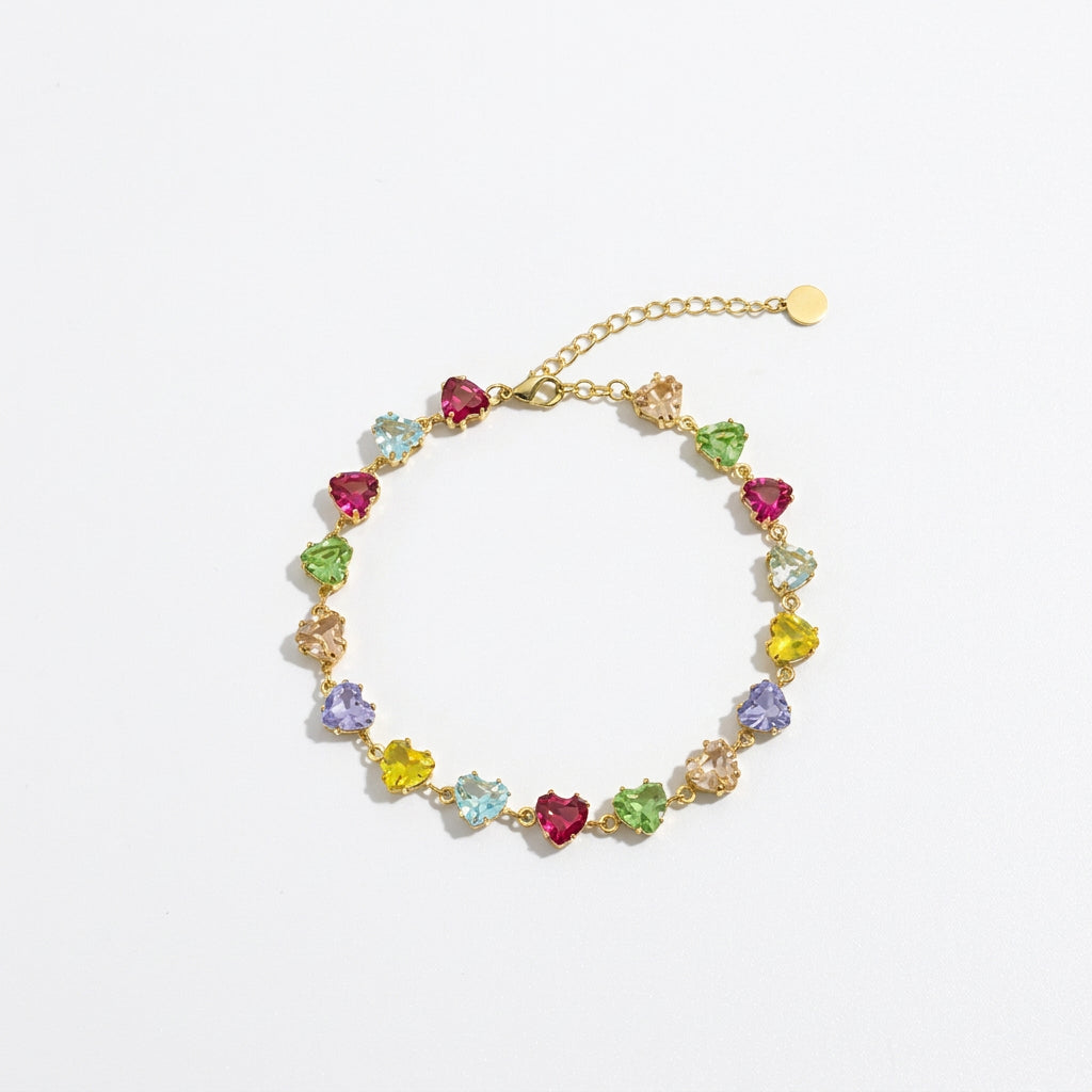 braccialetto con cuori arcobaleno