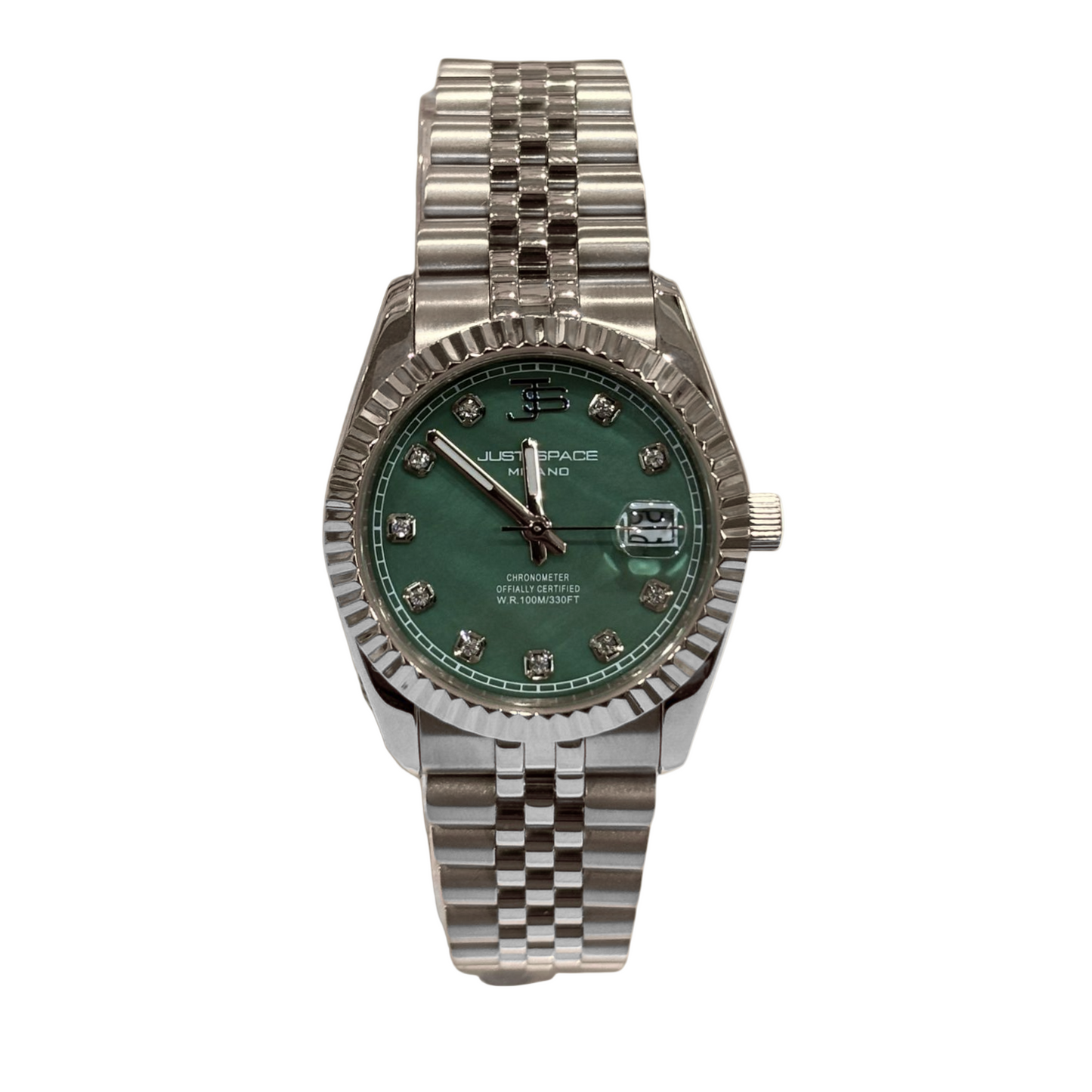 just space color argento con quadrante verde