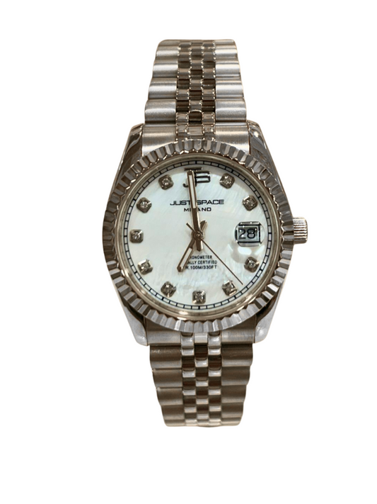 just space argento con quadrante bianco