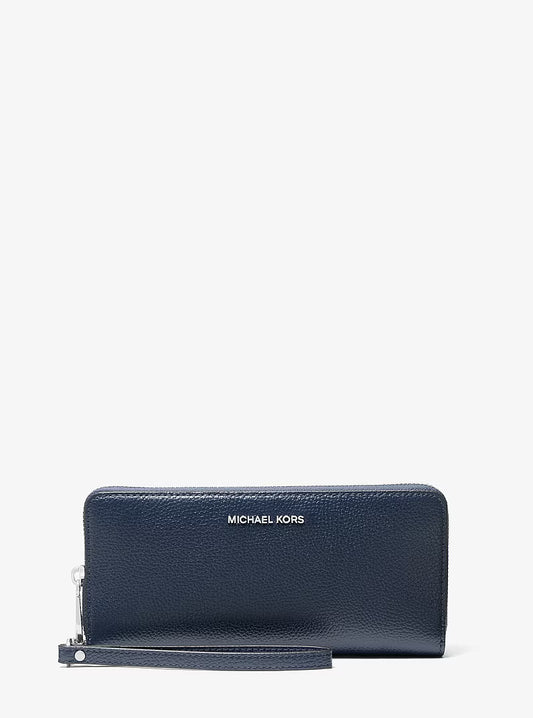Portafoglio da donna Michael Kors navy metalleria acciaio