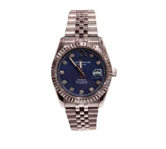 just space color argento con quadrante blu