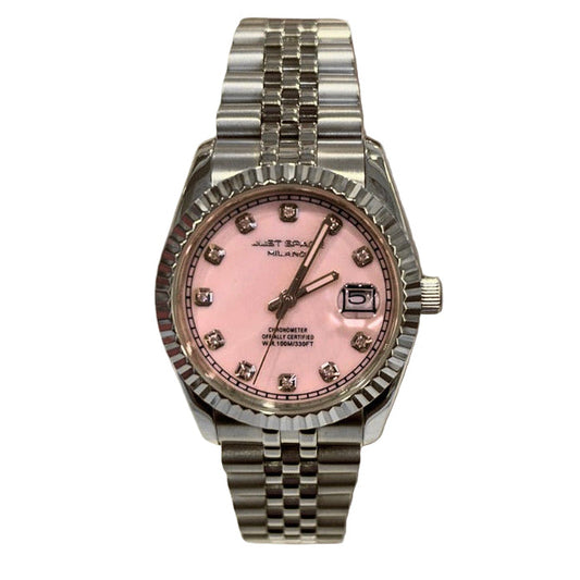 just space color argento con quadrante rosa