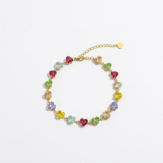 braccialetto con cuori arcobaleno