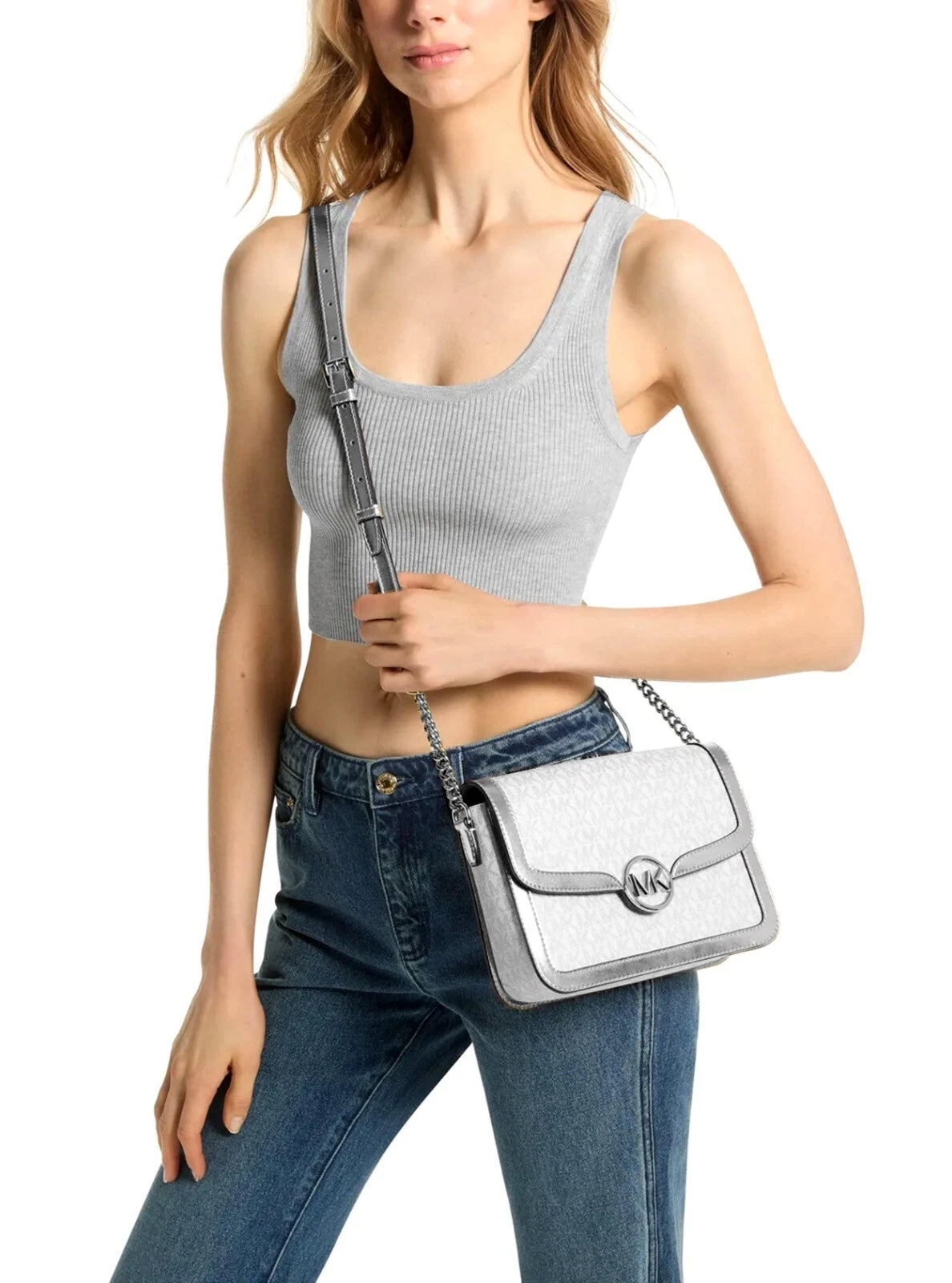 BORSA MICHAEL KORS LEIDA SILVER